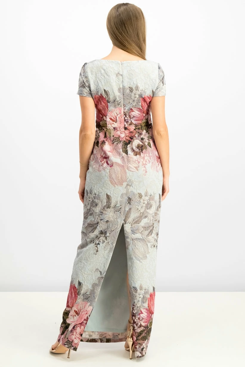 Adrianna Papell Floral Metalasse Sheath Dress - Ice Blue Multi 7 Adrianna Papell Floral Metalasse Sheath Dress - Ice Blue Multi - Image 5