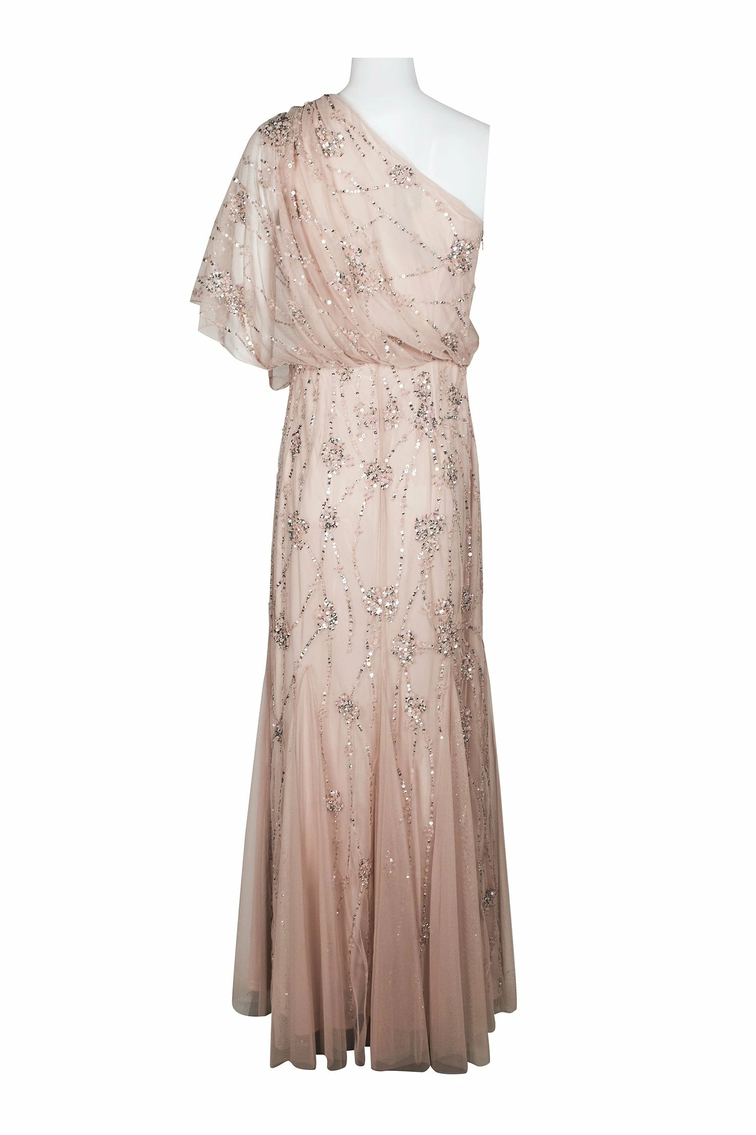 Adrianna Papell One Shoulder Beaded Gown - Blush - Image 11
