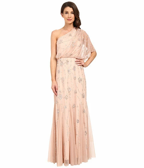 Adrianna Papell One Shoulder Beaded Gown - Blush - Image 3