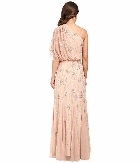 Adrianna Papell One Shoulder Beaded Gown - Blush - Image 5