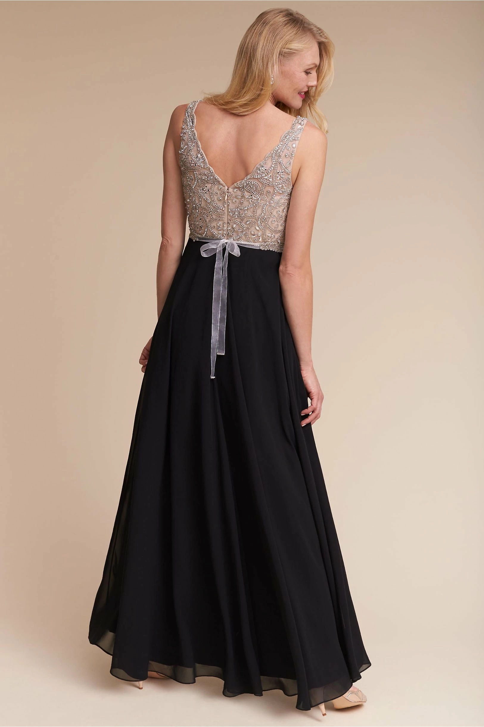 BHLDN Aidan Mattox Regina Gown - Champagne & Black 4 BHLDN Aidan Mattox Regina Gown - Champagne & Black - Image 2
