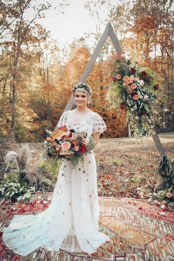 BHLDN Willowby Heartleaf Gown - Ivory Multi - Image 7