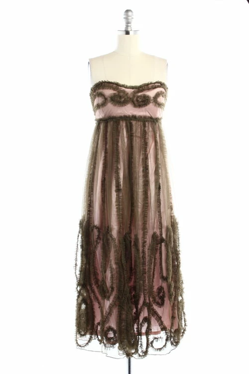 BHLDN Emerald Mist Dress - Charcoal Gray / Blush Lining - Image 5