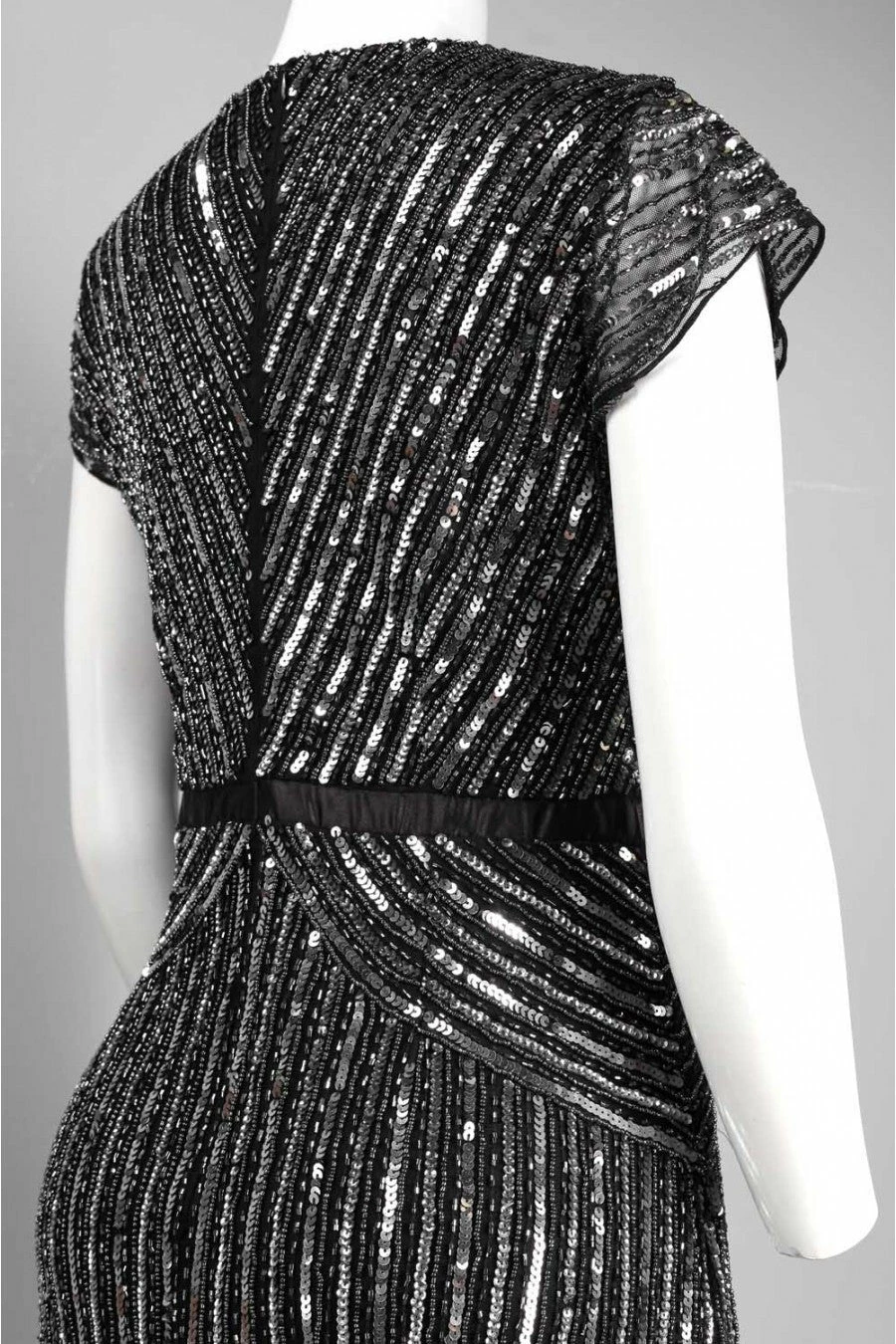 Adrianna Papell Beaded V-neck Gown - Gunmetal - Image 12