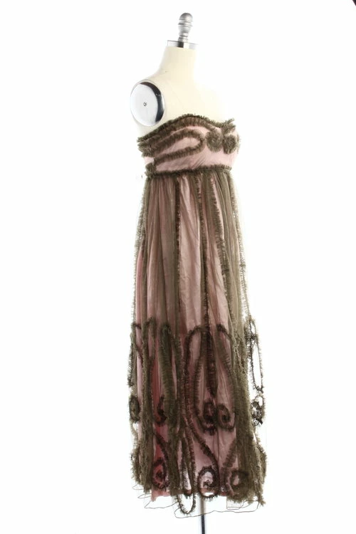 BHLDN Emerald Mist Dress - Charcoal Gray / Blush Lining - Image 6