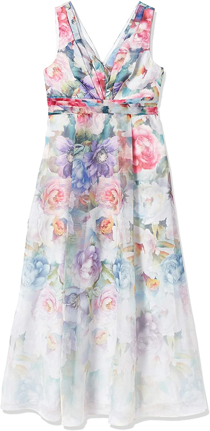 Adrianna Papell Floral Gown - Ivory Multi - Image 5