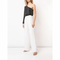 Aidan Mattox Asymmetric Long Sleeve Jumpsuit - Black Ivory -Adina's Brida store 7Q5fnzeG 3