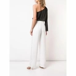 Aidan Mattox Asymmetric Long Sleeve Jumpsuit - Black Ivory -Adina's Brida store 7Q5fnzeG 4