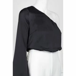 Aidan Mattox Asymmetric Long Sleeve Jumpsuit - Black Ivory -Adina's Brida store 7Q5fnzeG 7