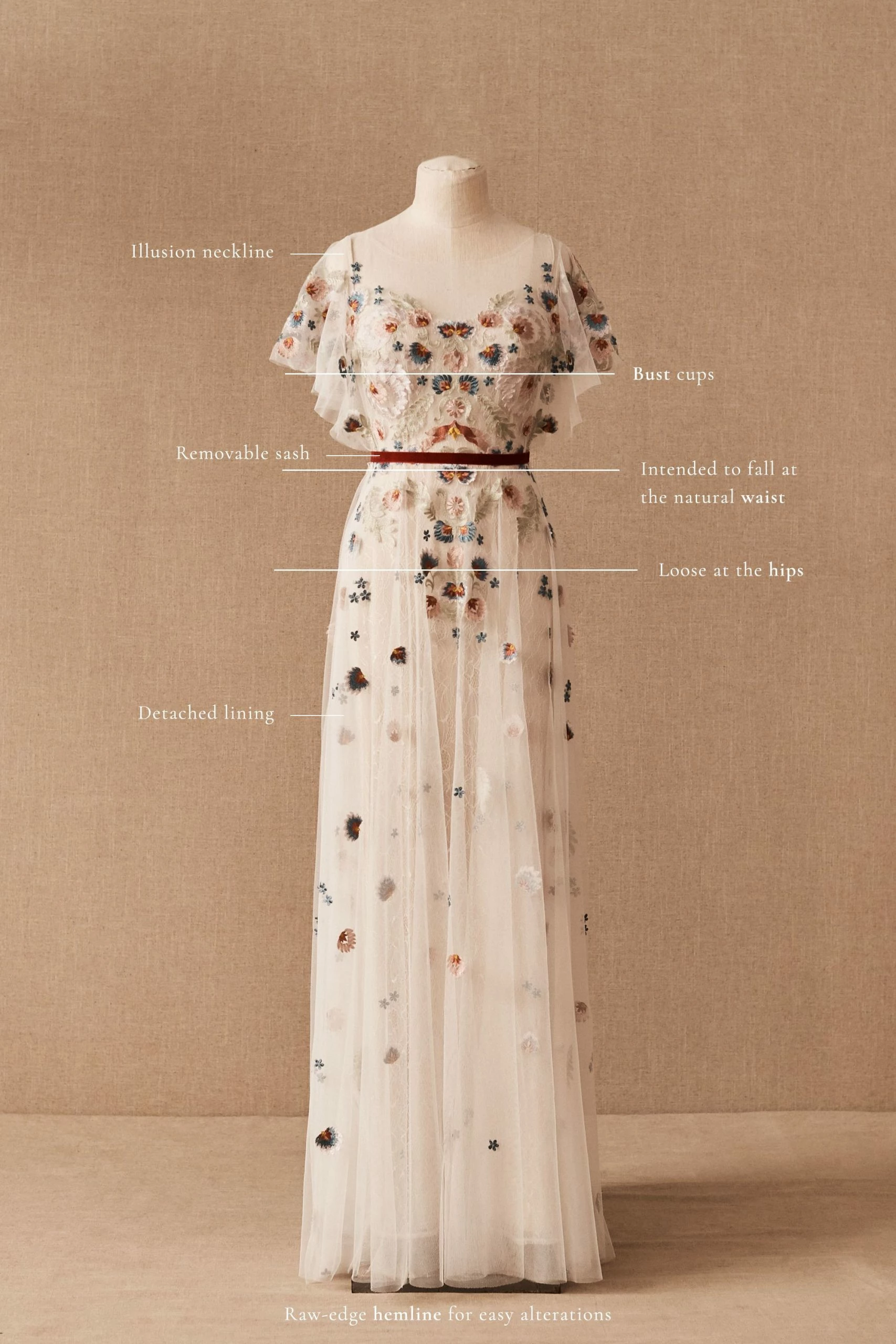 BHLDN Willowby Heartleaf Gown - Ivory Multi - Image 4