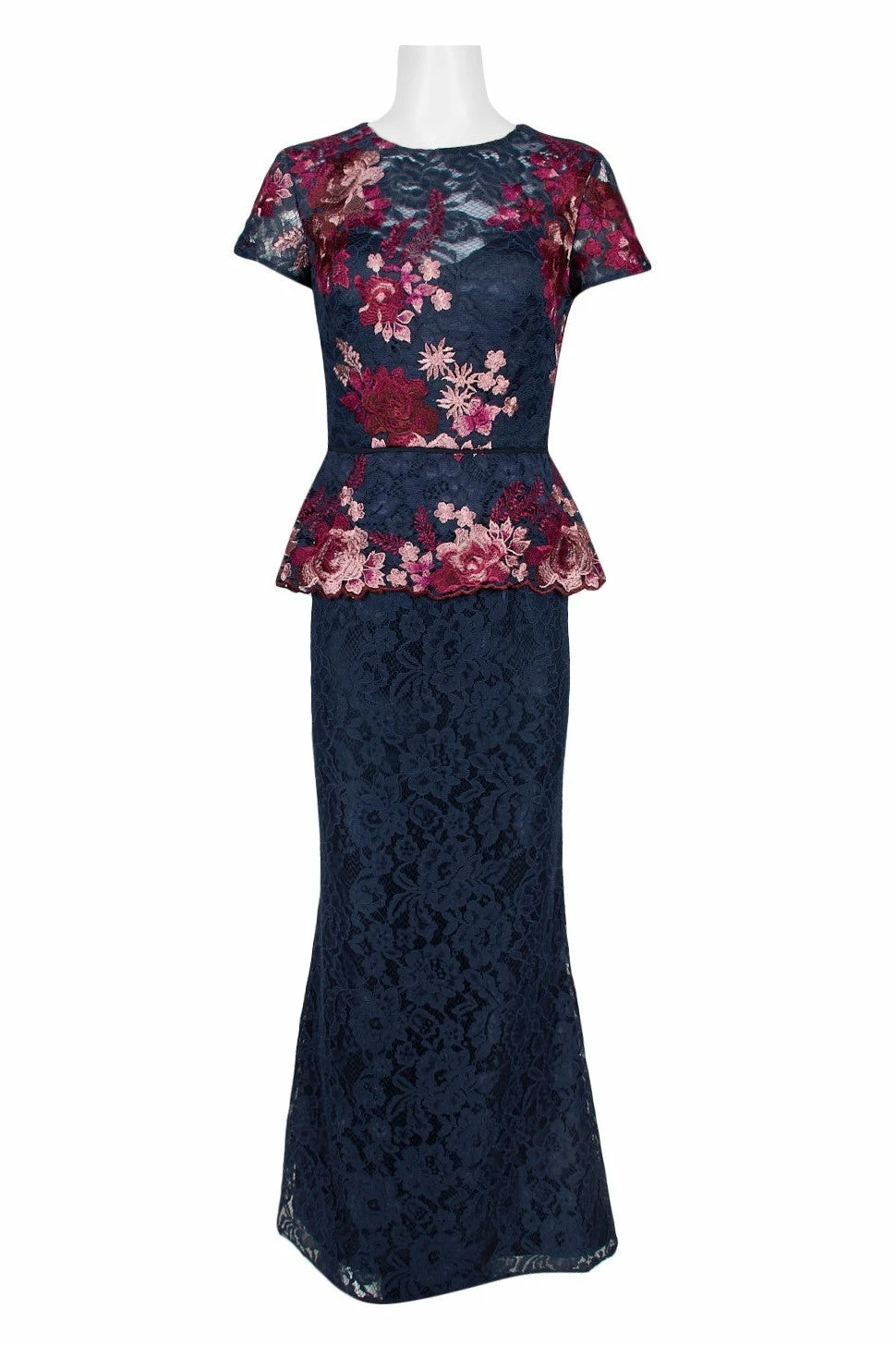 JS Collections Lace Peplum Dress - Navy Fuchsia - Image 5