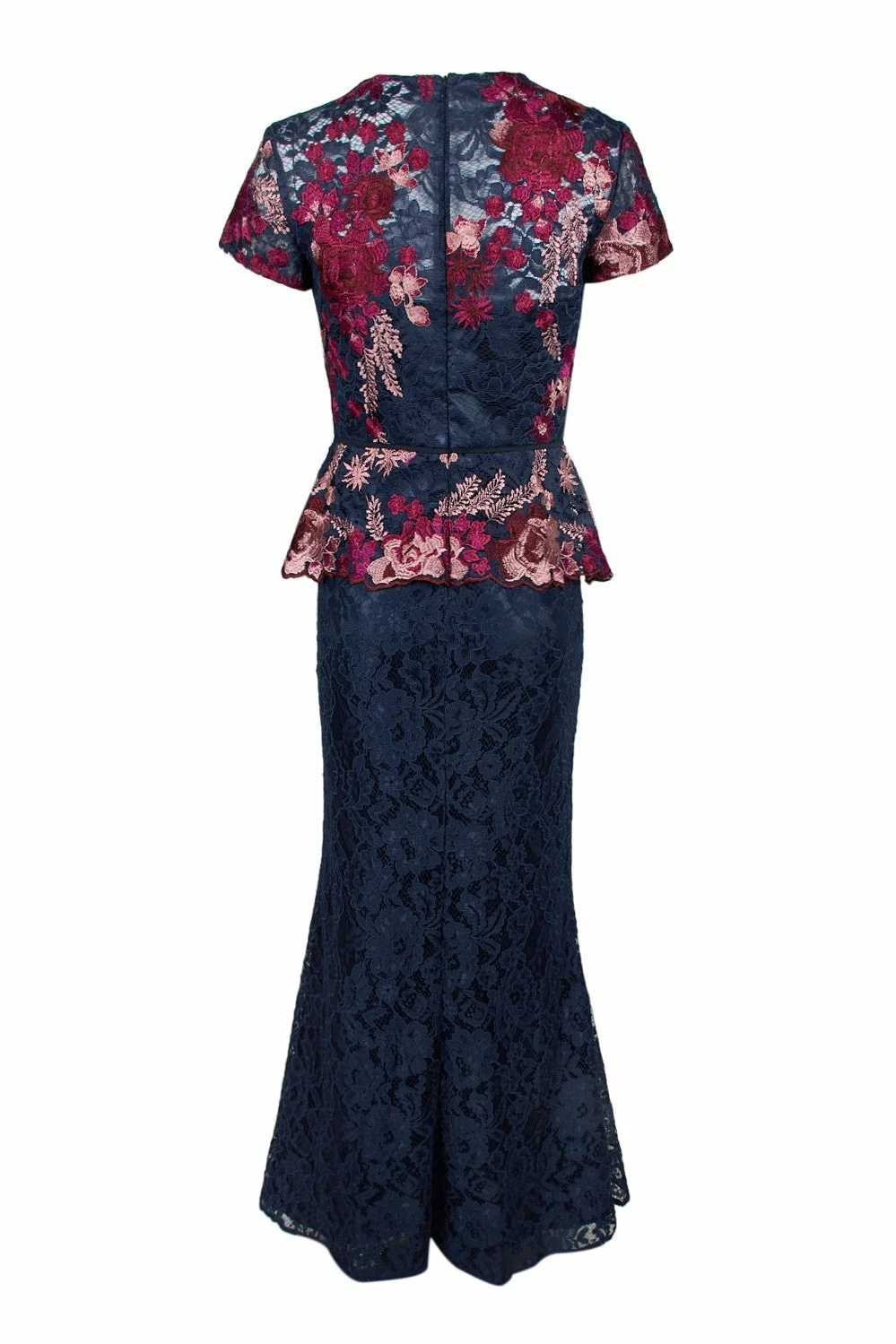 JS Collections Lace Peplum Dress - Navy Fuchsia - Image 6
