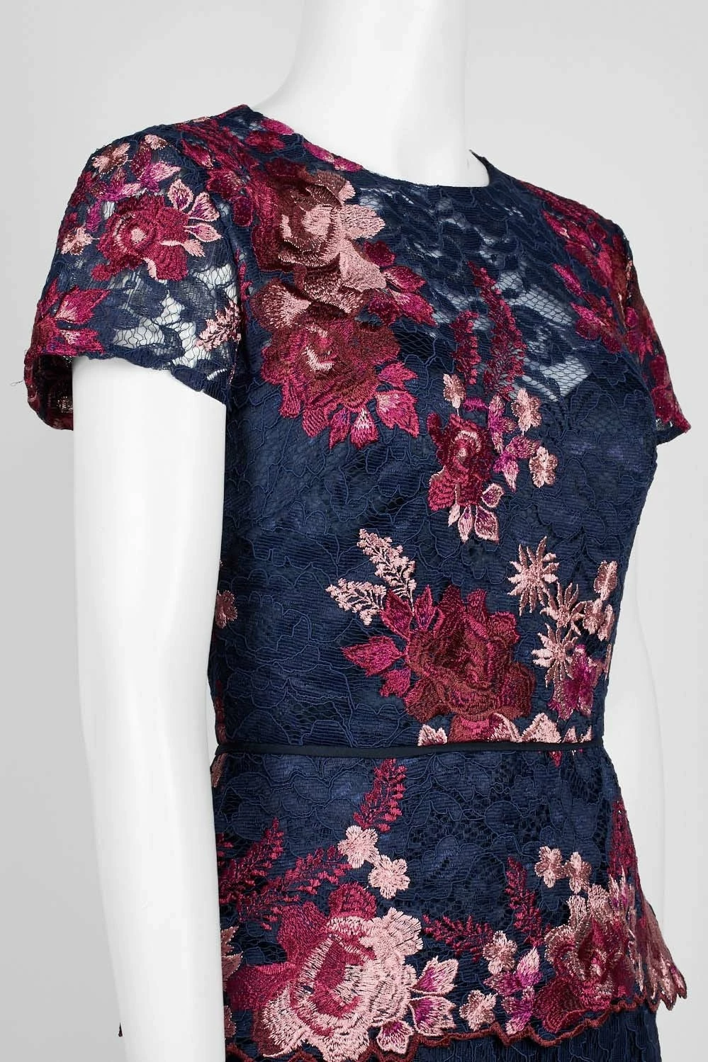 JS Collections Lace Peplum Dress - Navy Fuchsia - Image 7