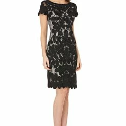 JS Collections EMBROIDERED ON LACE COCKTAIL DRESS