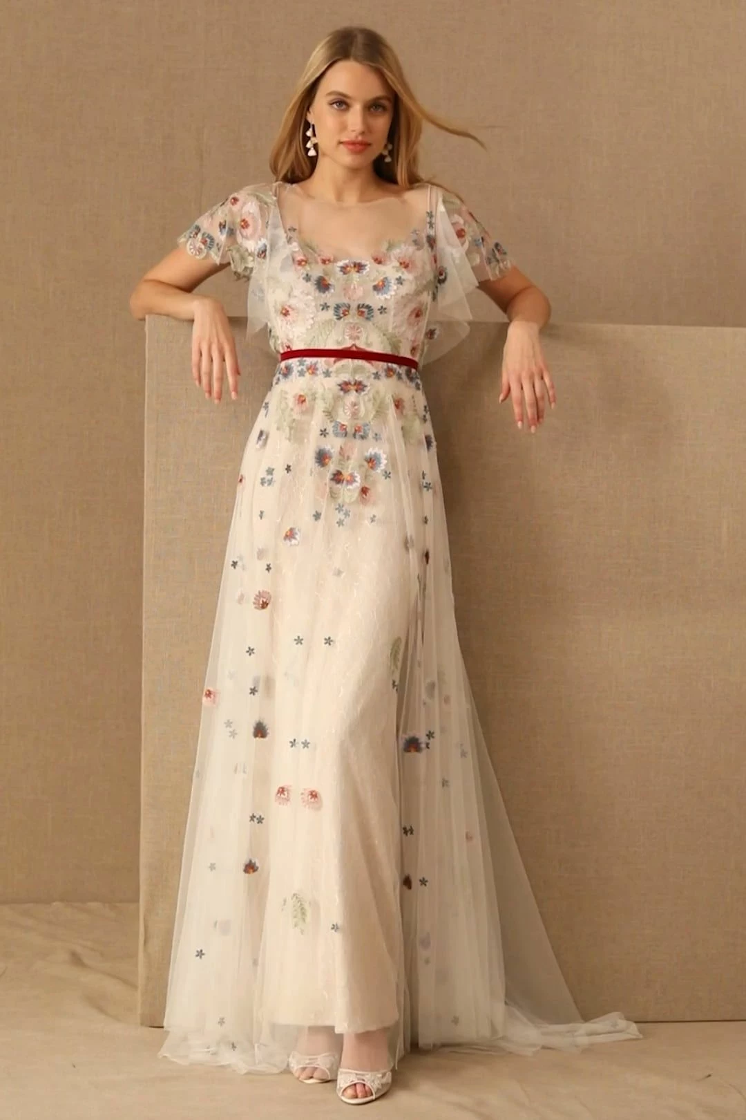 BHLDN Willowby Heartleaf Gown - Ivory Multi - Image 3