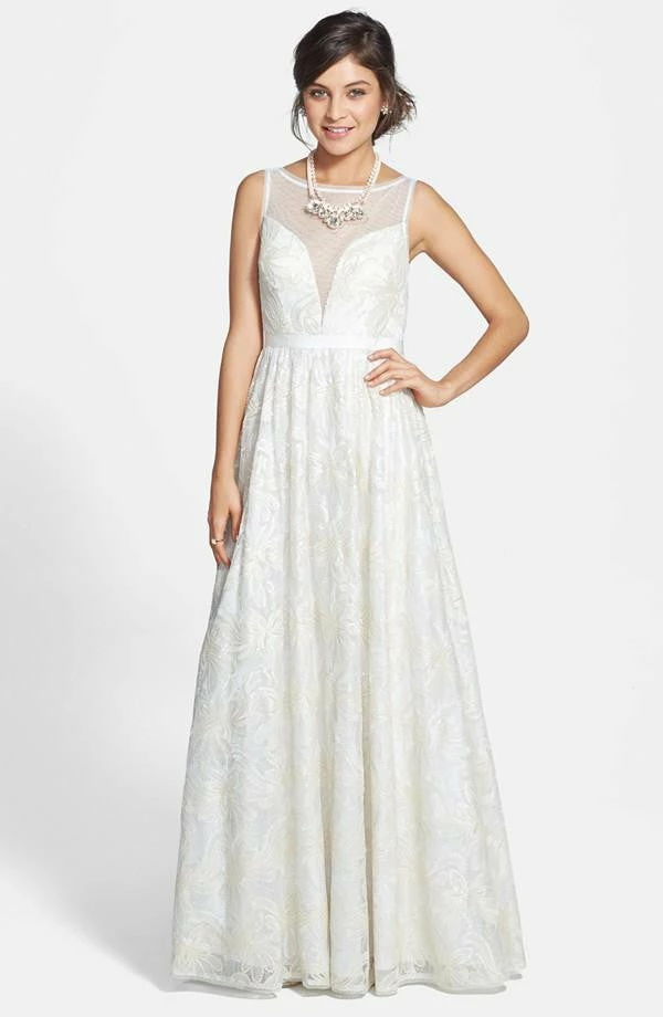 Adrianna Papell Sleeveless Illusion Sequin-lace Wedding Gown - Image 9