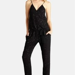 Donna Morgan Sequin Wrap Formal Jumpsuit - Black