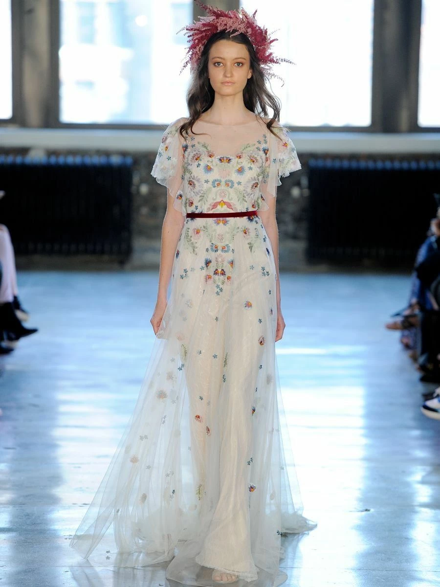 BHLDN Willowby Heartleaf Gown - Ivory Multi - Image 6