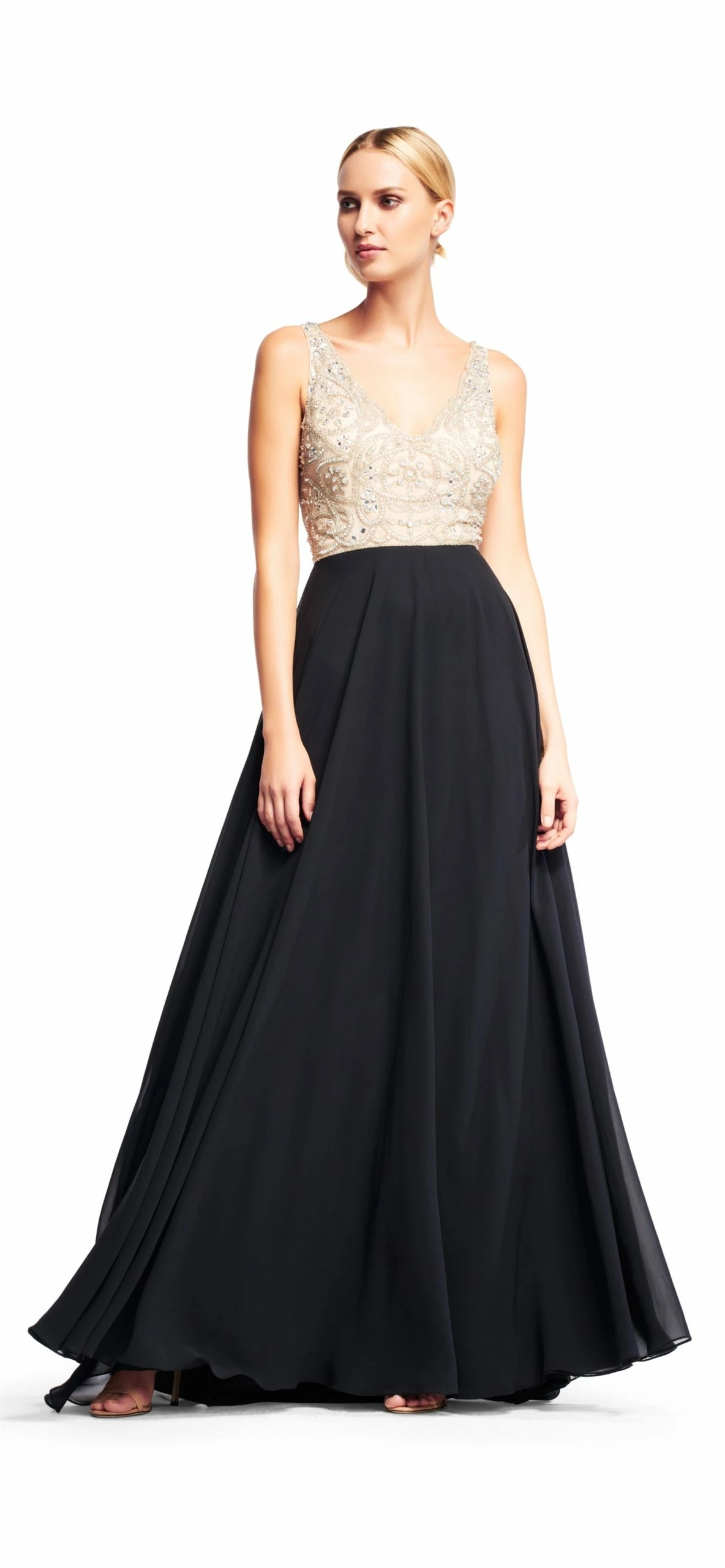 BHLDN Aidan Mattox Regina Gown - Champagne & Black 6 BHLDN Aidan Mattox Regina Gown - Champagne & Black - Image 4