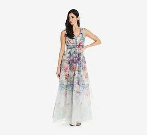 Adrianna Papell Floral Gown - Ivory Multi - Image 3