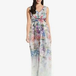 Adrianna Papell Floral Gown - Ivory Multi