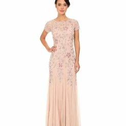 Adrianna Papell Floral Beaded Godet Gown - Blush Pink -Adina's Brida store B00Q63YJ0C 15