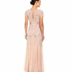 Adrianna Papell Floral Beaded Godet Gown - Blush Pink -Adina's Brida store B00Q63YJ0C 17