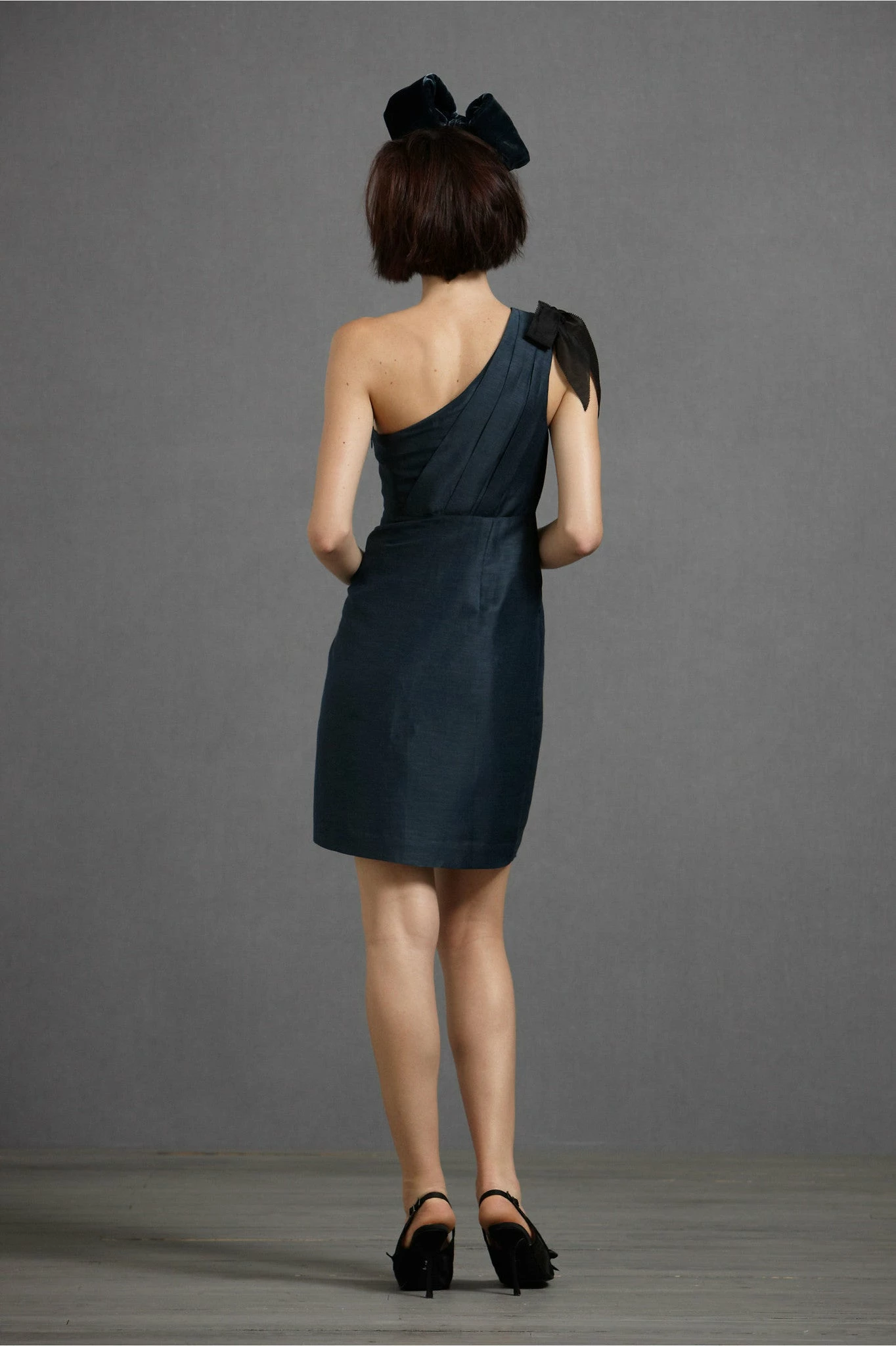 BHLDN Cornerways One Shoulder Silk Dress - Abyss Blue 4 BHLDN Cornerways One Shoulder Silk Dress - Abyss Blue - Image 2