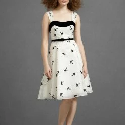 BHLDN Floating Flock Dress - Black & White