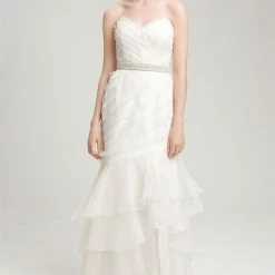 Theia Strapless Silk Organza Mermaid Wedding Gown - White