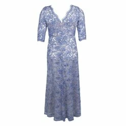 JS Collections Boat Neck 3/4 Sleeve Floral Lace Dress - Periwinkle Nude -Adina's Brida store ZfLXDHyL 2