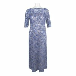 JS Collections Boat Neck 3/4 Sleeve Floral Lace Dress - Periwinkle Nude -Adina's Brida store ZfLXDHyL 3