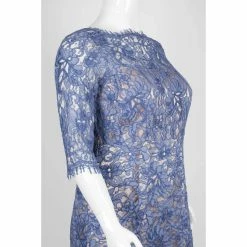 JS Collections Boat Neck 3/4 Sleeve Floral Lace Dress - Periwinkle Nude -Adina's Brida store ZfLXDHyL 4
