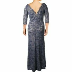 JS Collections Boat Neck 3/4 Sleeve Floral Lace Dress - Periwinkle Nude -Adina's Brida store ZfLXDHyL 5