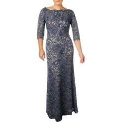 JS Collections Boat Neck 3/4 Sleeve Floral Lace Dress - Periwinkle Nude -Adina's Brida store ZfLXDHyL 6