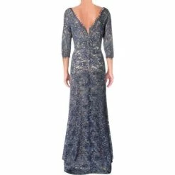 JS Collections Boat Neck 3/4 Sleeve Floral Lace Dress - Periwinkle Nude -Adina's Brida store ZfLXDHyL 7