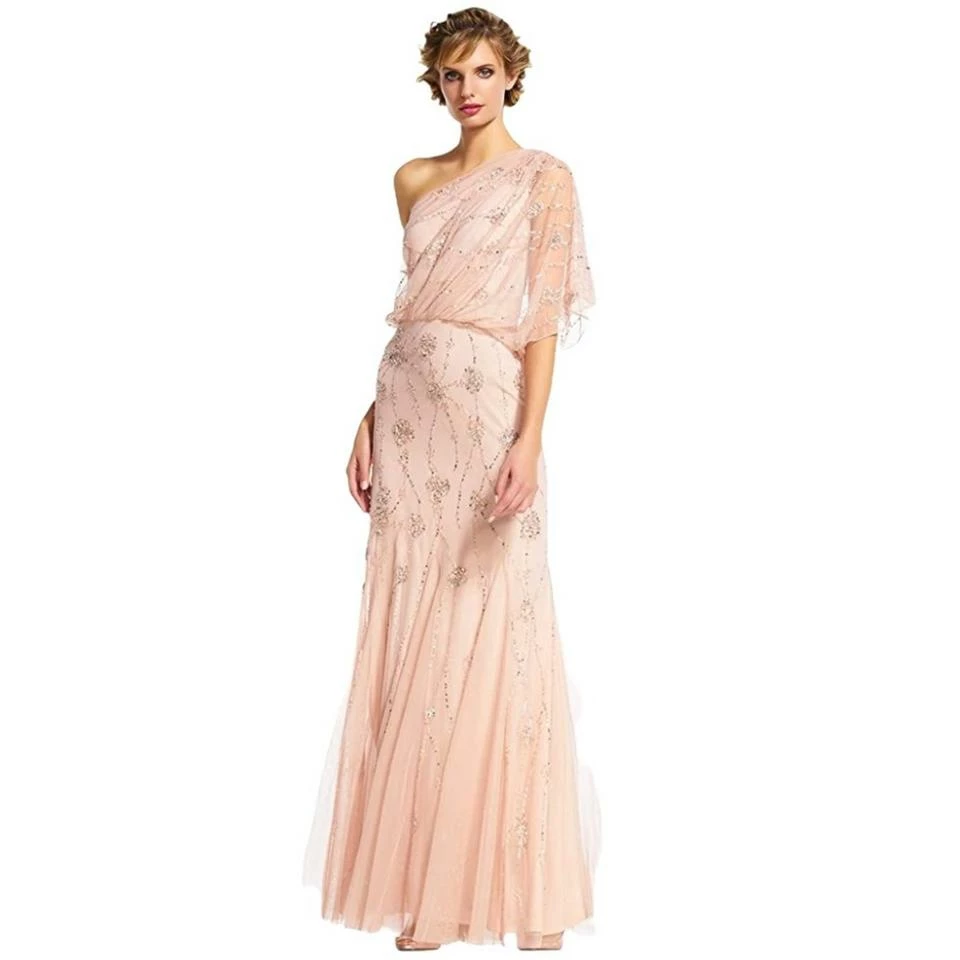 Adrianna Papell One Shoulder Beaded Gown - Blush - Image 13
