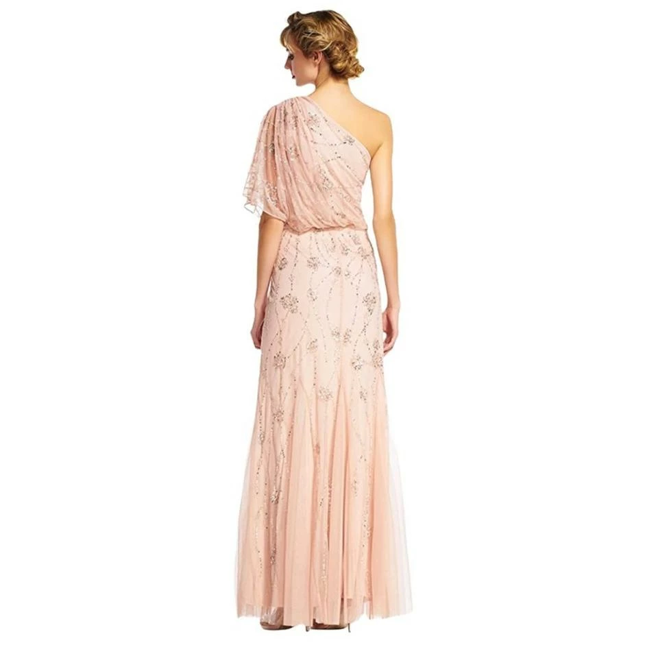 Adrianna Papell One Shoulder Beaded Gown - Blush - Image 14