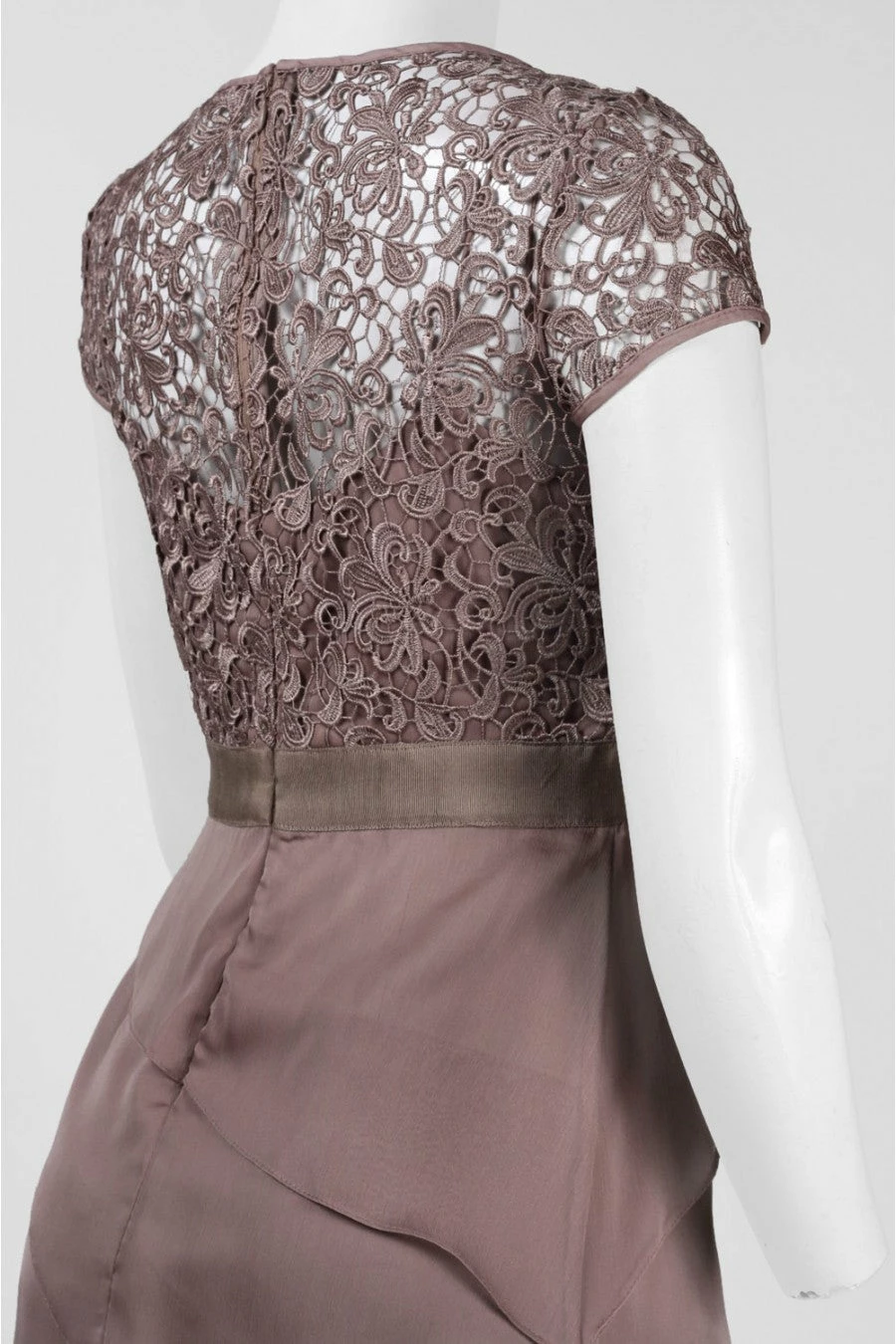 Adrianna Papell Flutter Chiffon Cap Sleeve Gown - Buff - Image 7