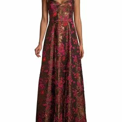 Aidan Mattox Metallic Jacquard Gown - Copper