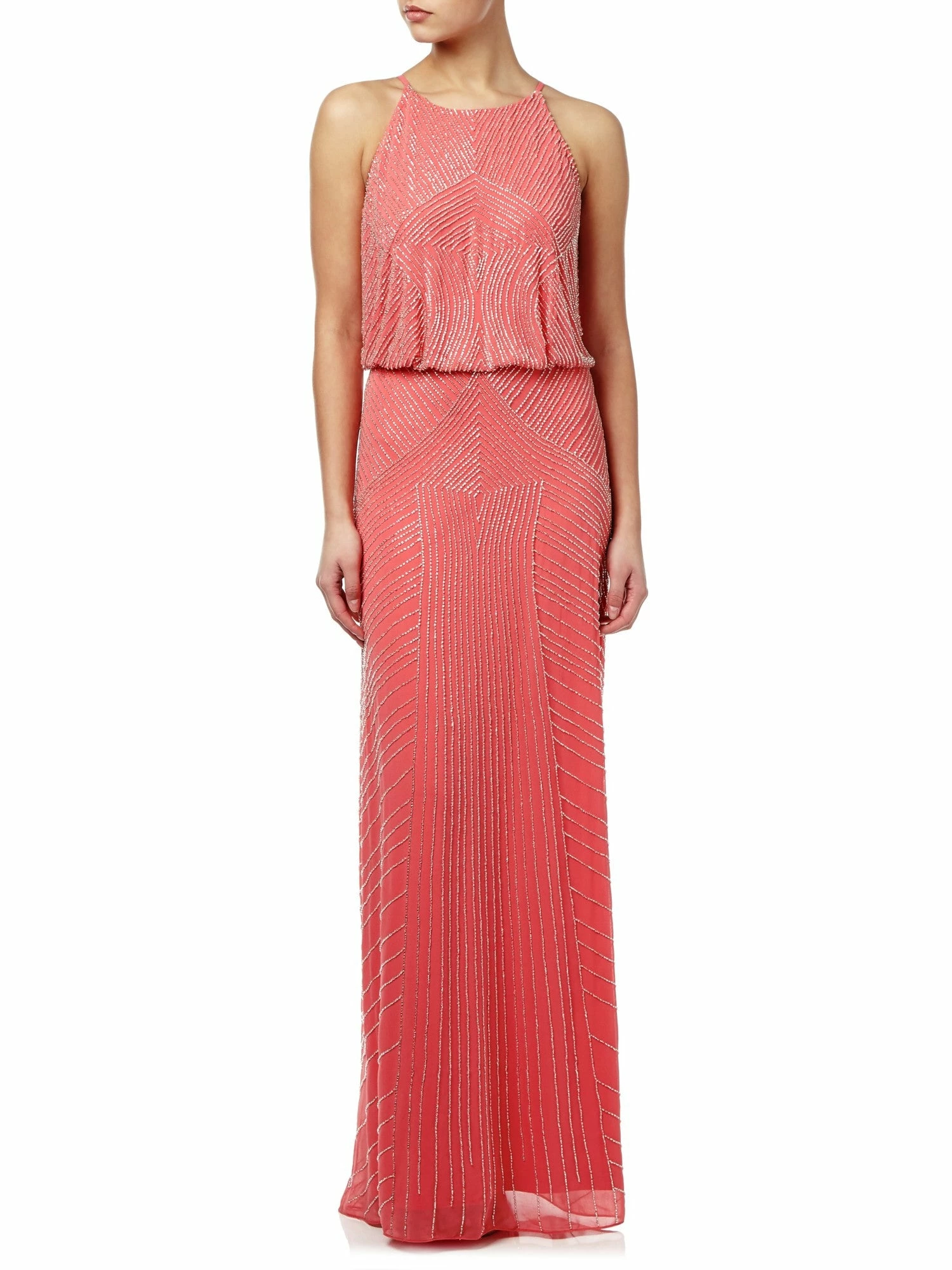 Aidan Mattox Beaded Blouson Gown - Sherbert - Image 6