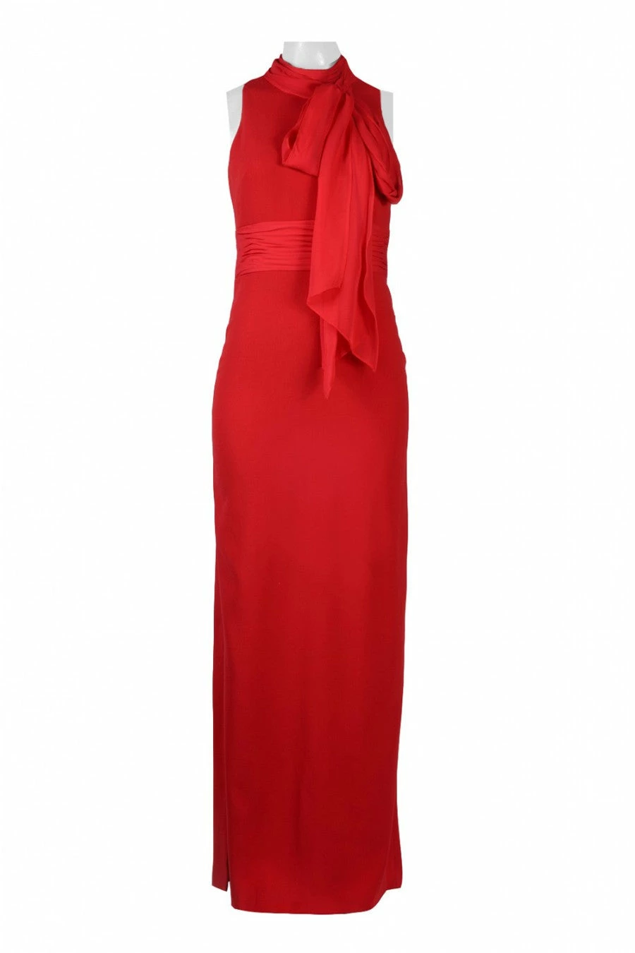 Aidan Mattox Chiffon High Neck Sleeveless Gown - Garnet Red - Image 6