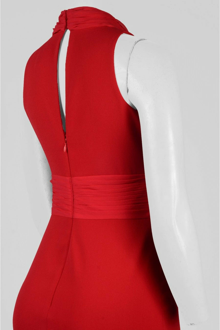 Aidan Mattox Chiffon High Neck Sleeveless Gown - Garnet Red - Image 7