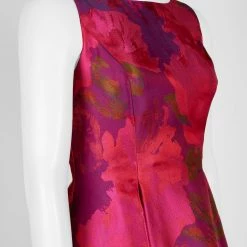 Adrianna Papell Floral Midi Jacquard Dress - Magenta -Adina's Brida store ap1e202487 magenta multi detail