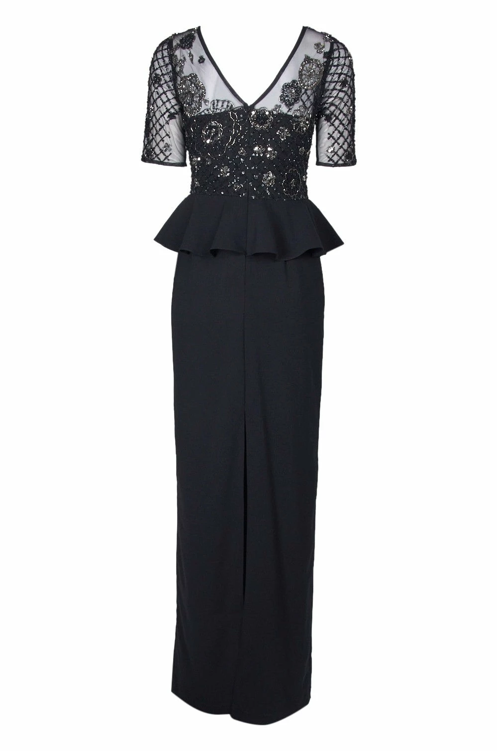 Adrianna Papell Crepe Peplum Gown - Black - Image 7