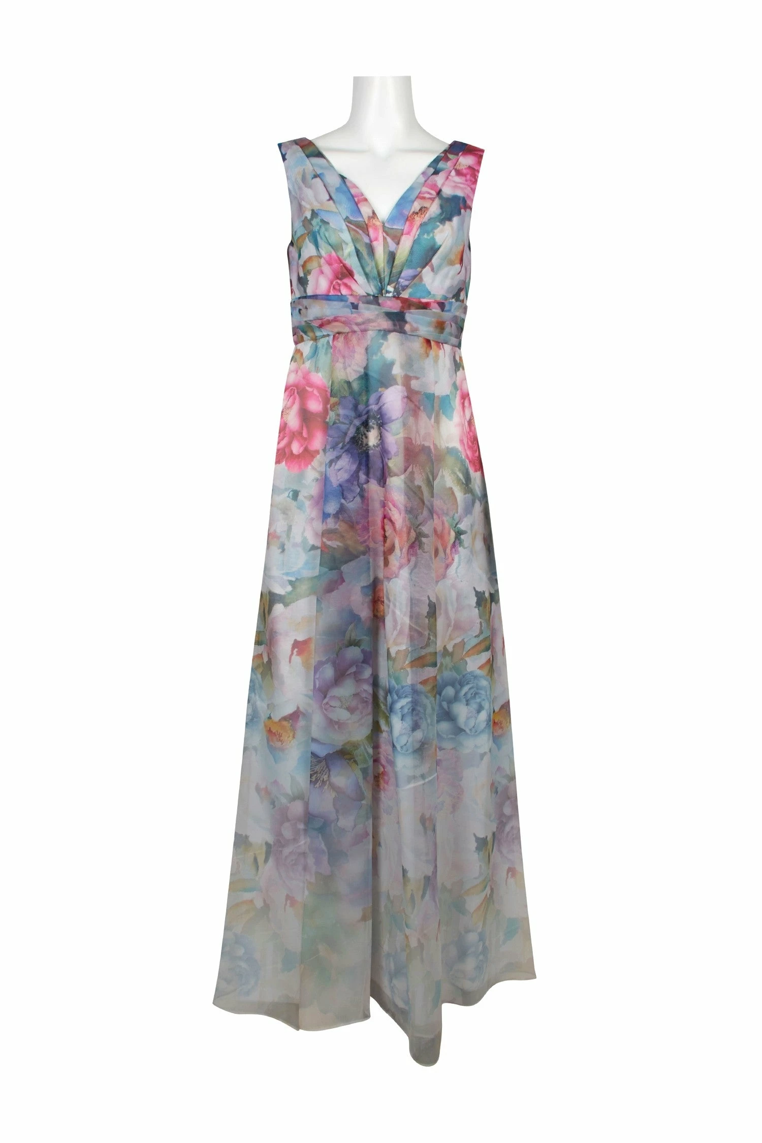 Adrianna Papell Floral Gown - Ivory Multi - Image 7