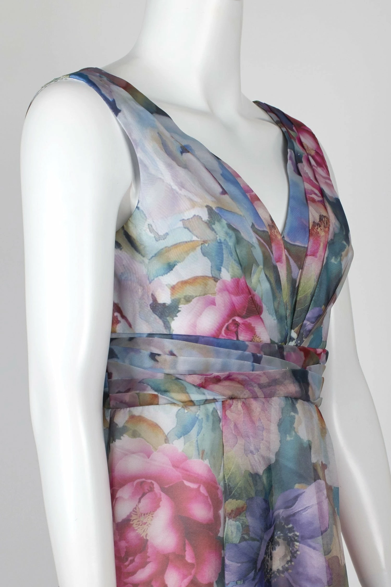 Adrianna Papell Floral Gown - Ivory Multi - Image 9