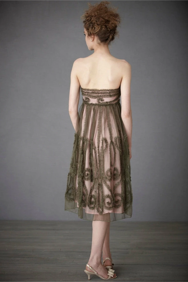 BHLDN Emerald Mist Dress - Charcoal Gray / Blush Lining - Image 2