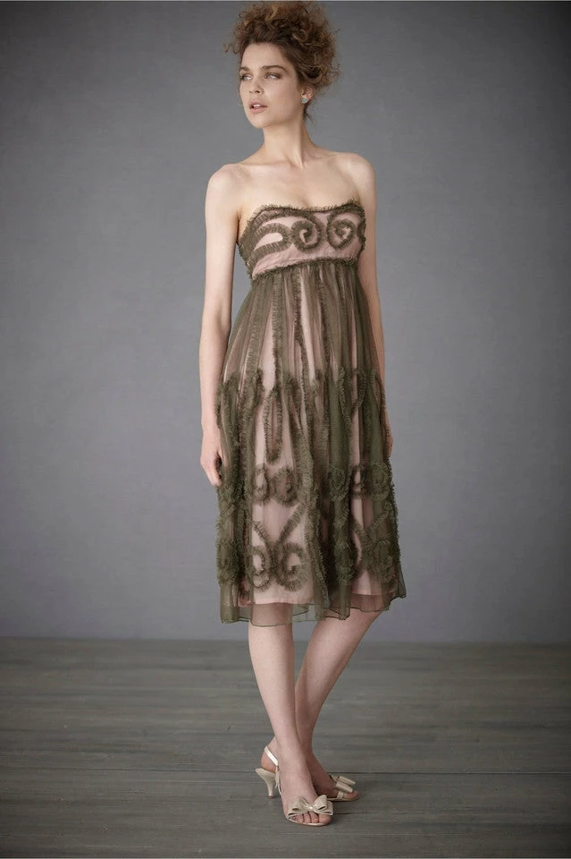 BHLDN Emerald Mist Dress - Charcoal Gray / Blush Lining