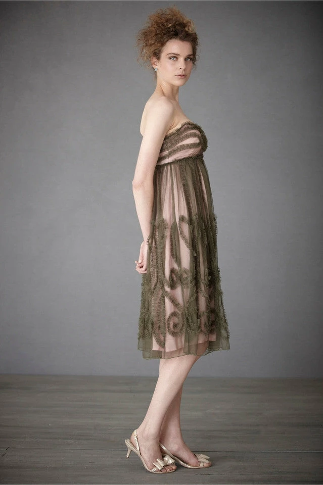 BHLDN Emerald Mist Dress - Charcoal Gray / Blush Lining - Image 3